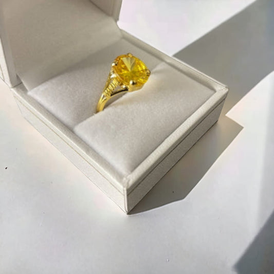 Bague ronde pierre jaune