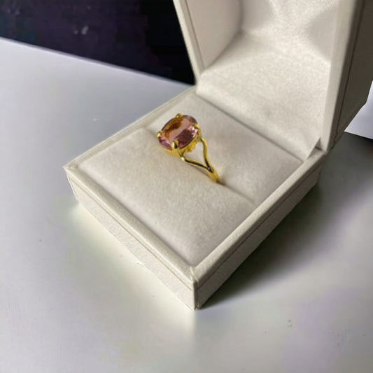 Bague ronde pierre rose