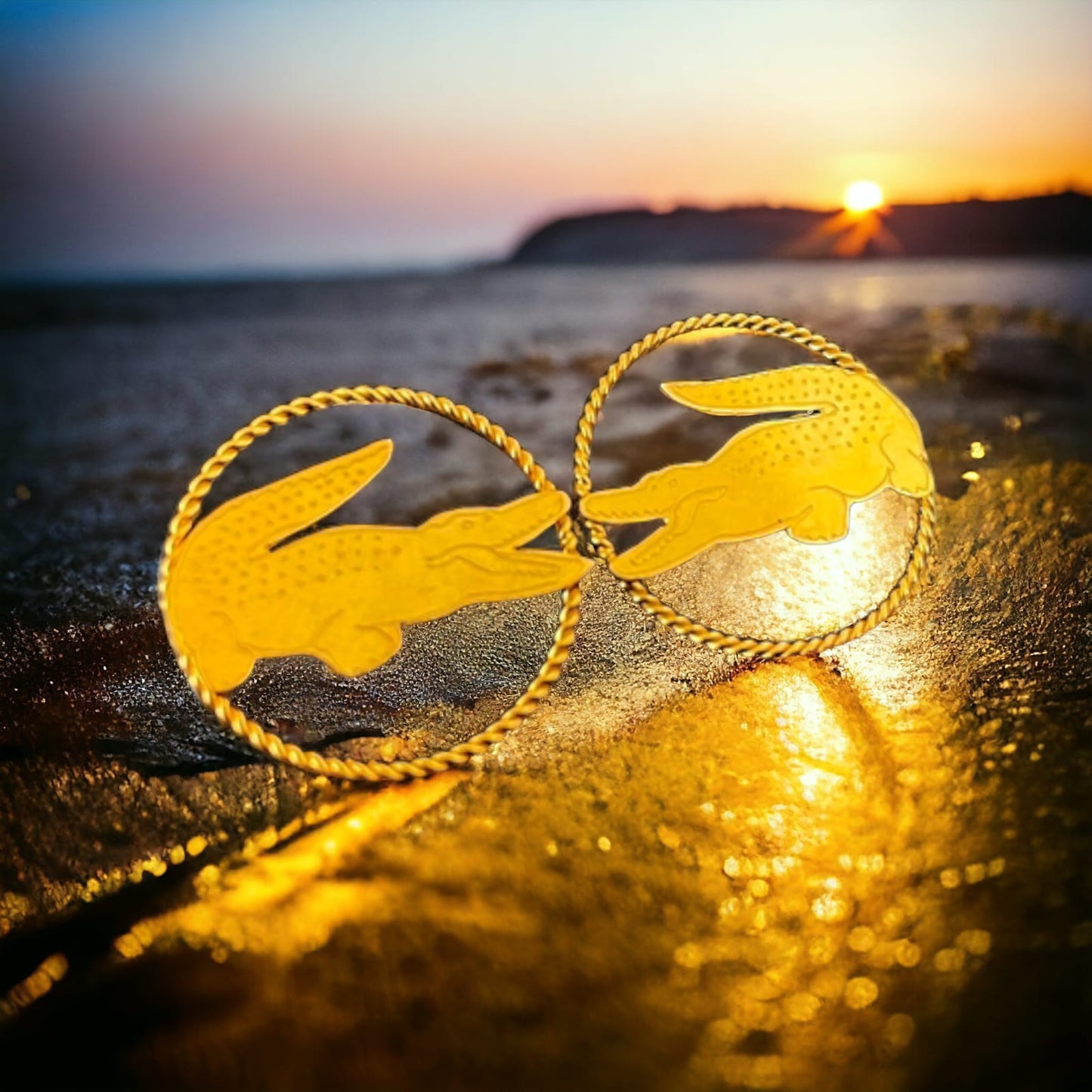 Boucles d'oreille Caïman cerclées- Taille L