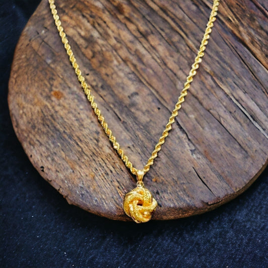 Chaîne torsadée + pendentif noeud satiné