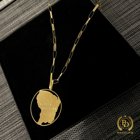 Chaîne maille simple avec Pendentif Carte de Guyane