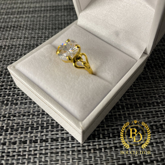 Bague ronde pierre blanche