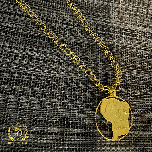 Chaîne Maille Haïtienne et Pendentif carte de Guyane